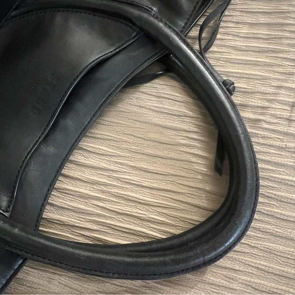 Black Leather Handbag Satchel - Picture 9 of 16